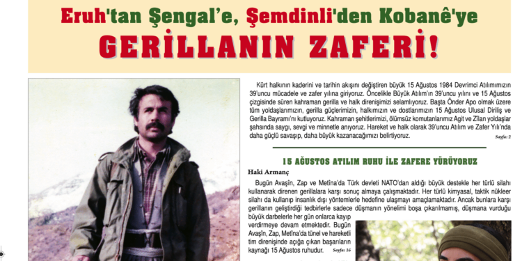 GAZETEMİZİN AĞUSTOS SAYISI “ERUH’TAN ŞENGAL’E, ŞEMDİNLİ’DEN KOBANÊ’YE GERİLLANIN ZAFERİ” MANŞETİYLE ÇIKTI