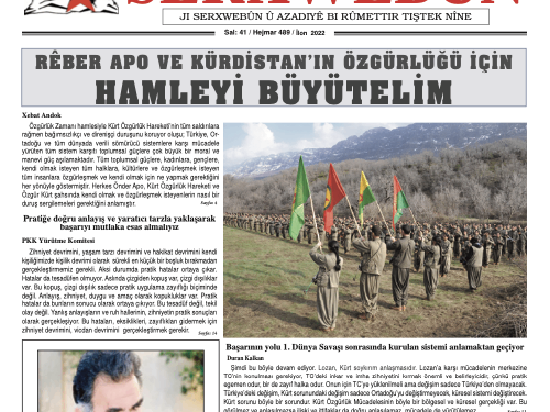 GAZETEMİZİN EYLÜL SAYISI “RÊBER APO’NUN VE KÜRDİSTAN’IN ÖZGÜRLÜĞÜ İÇİN HAMLEYİ BÜYÜTELİM” MANŞETİYLE ÇIKTI